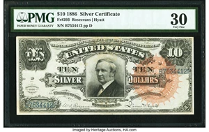image for: Fr. 293 $10 1886 Silver Certificate PMG Very Fine 30....