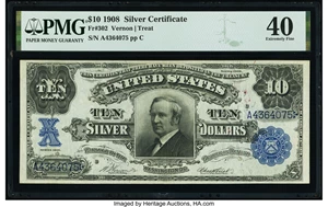 image for: Fr. 302 $10 1908 Silver Certificate PMG Extremely Fine 40....