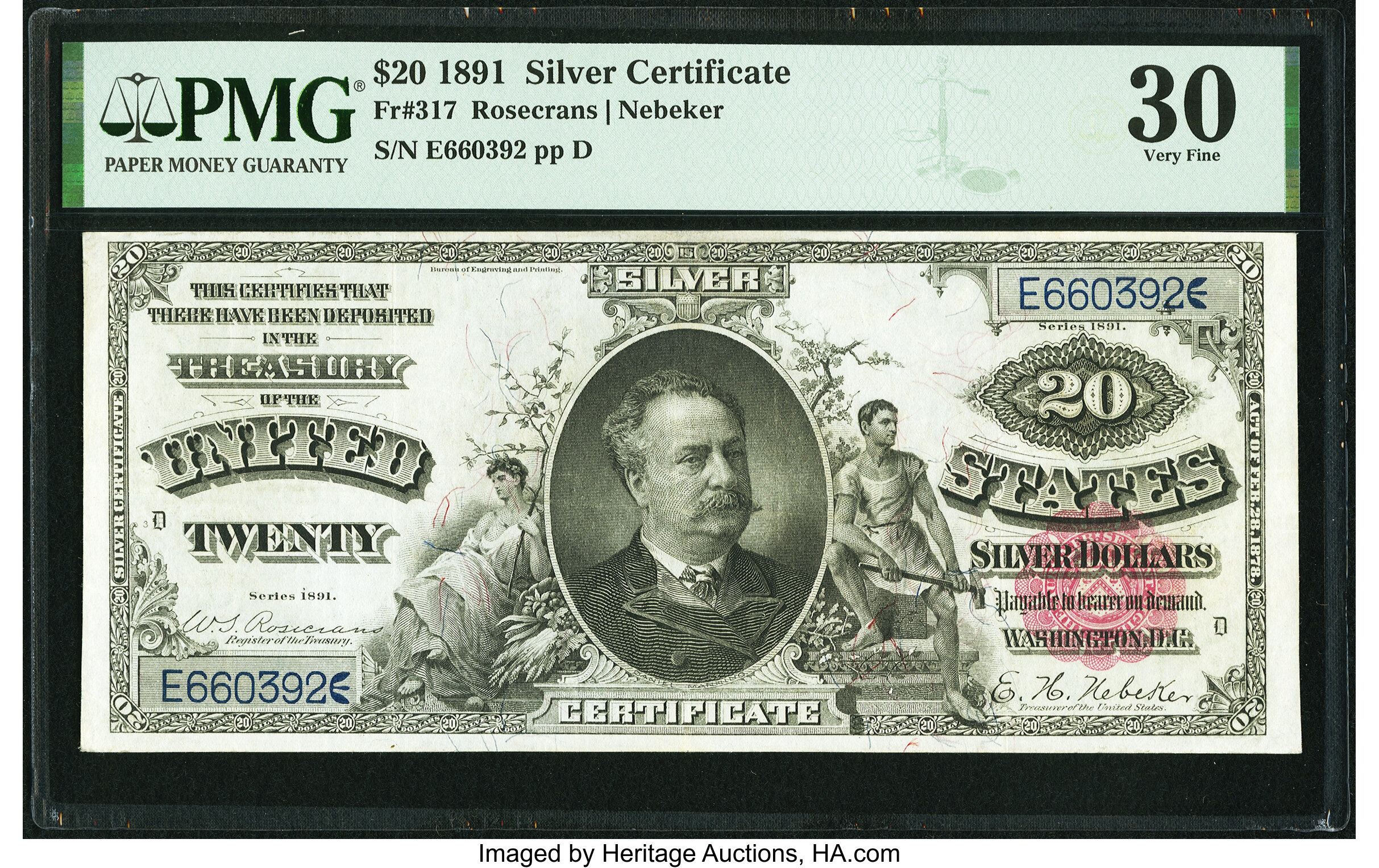 image for: Fr. 317 $20 1891 Silver Certificate PMG Very Fine 30....