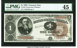 image for: Fr. 348 $1 1890 Treasury Note PMG Choice Extremely Fine 45....