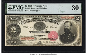 image for: Fr. 355 $2 1890 Treasury Note PMG Very Fine 30....