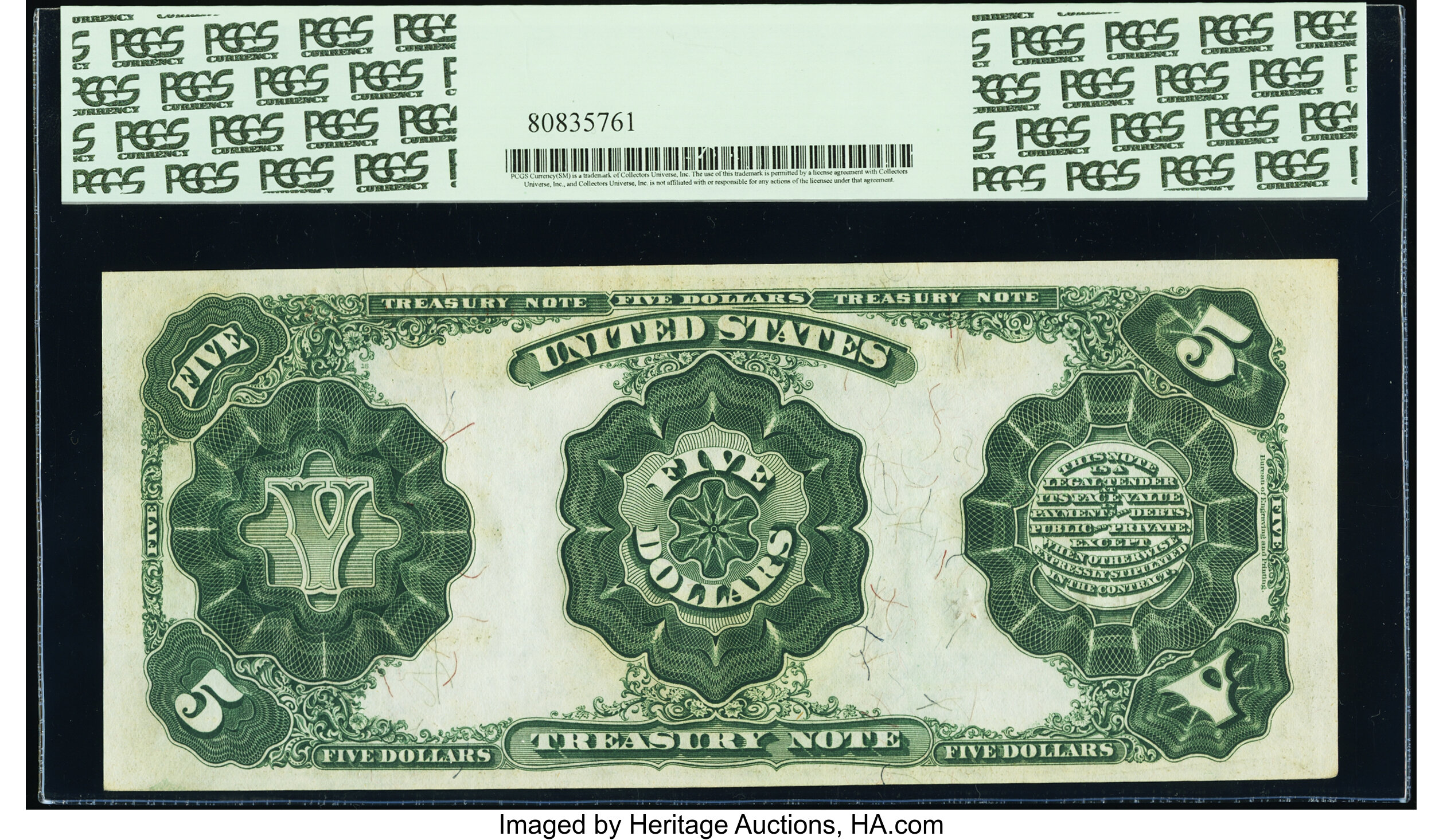 image for: Fr. 362 $5 1891 Treasury Note PCGS Choice New 63PPQ....