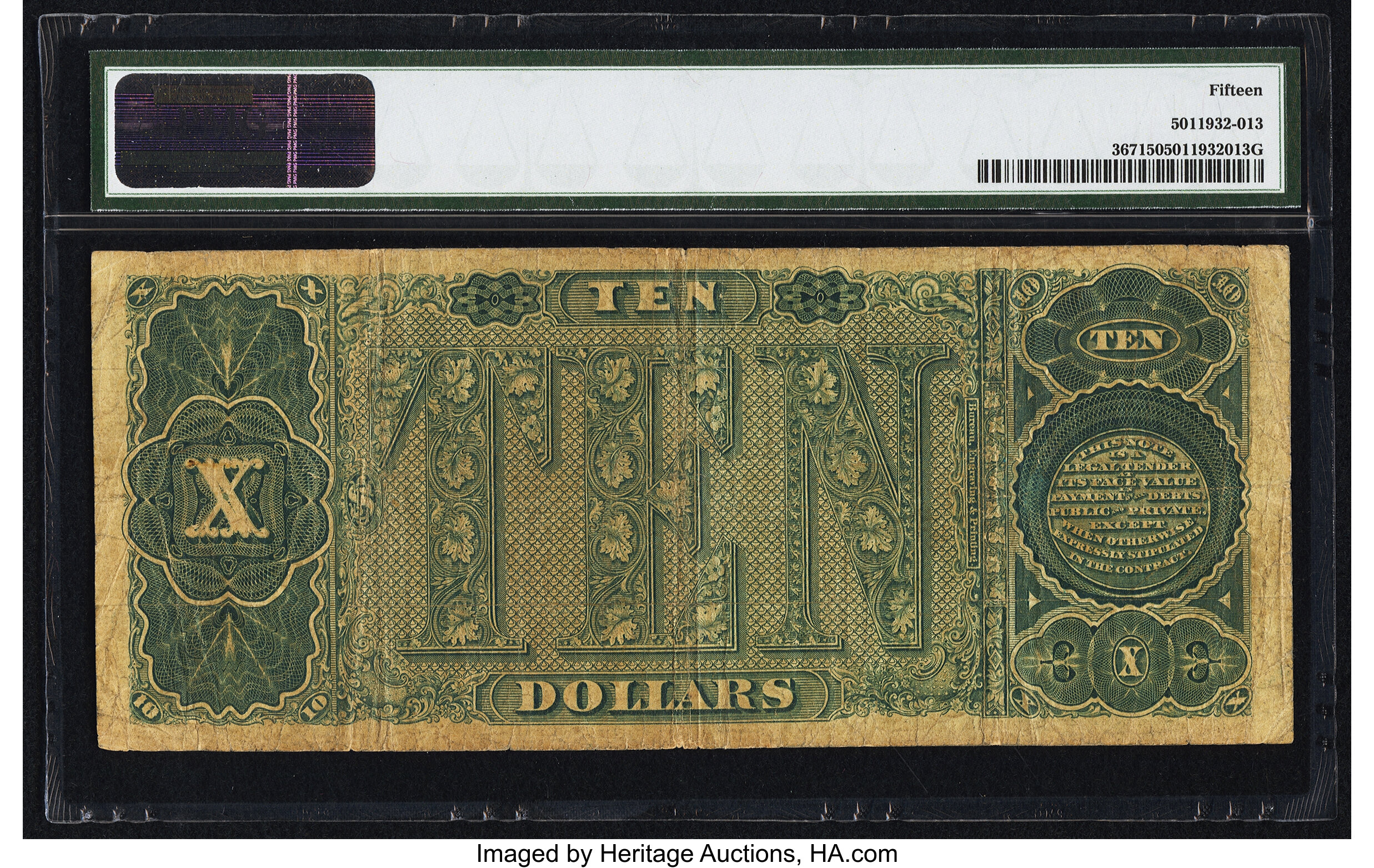 image for: Fr. 367 $10 1890 Treasury Note PMG Choice Fine 15....