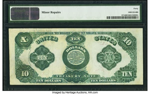 image for: Fr. 371 $10 1891 Treasury Note PMG Extremely Fine 40....