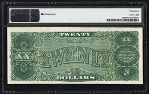 image for: Fr. 374 $20 1890 Treasury Note PMG Choice Very Fine 35....