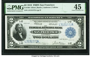image for: Fr. 780 $2 1918 Federal Reserve Bank Note PMG Choice Extremely Fine 45....