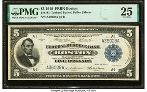 image for: Fr. 781 $5 1918 Federal Reserve Bank Note PMG Very Fine 25....