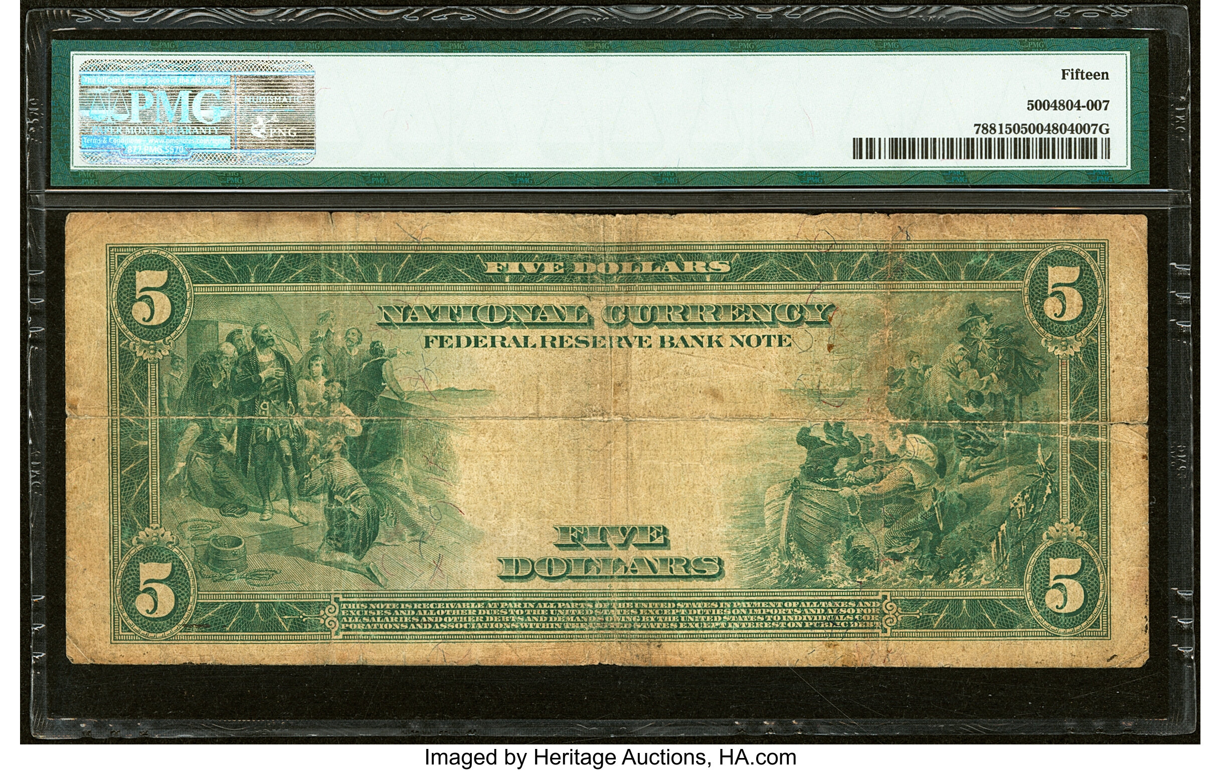 image for: Fr. 788 $5 1915 Federal Reserve Bank Note PMG Choice Fine 15....