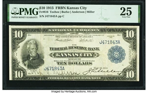 image for: Fr. 816 $10 1915 Federal Reserve Bank Note PMG Very Fine 25....