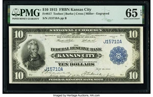 image for: Fr. 817 $10 1915 Federal Reserve Bank Note PMG Gem Uncirculated 65 EPQ....