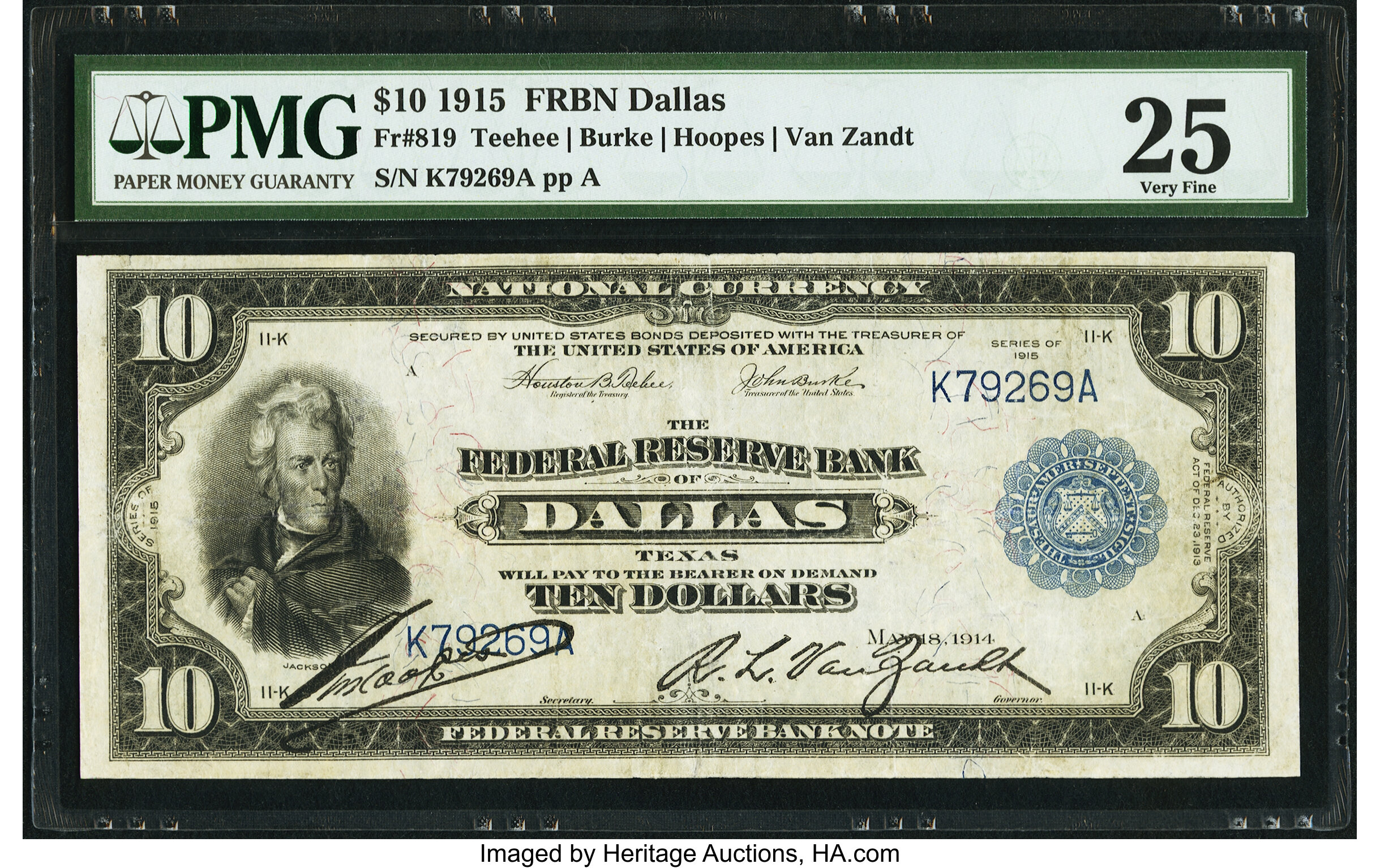 image for: Fr. 819 $10 1915 Federal Reserve Bank Note PMG Very Fine 25....