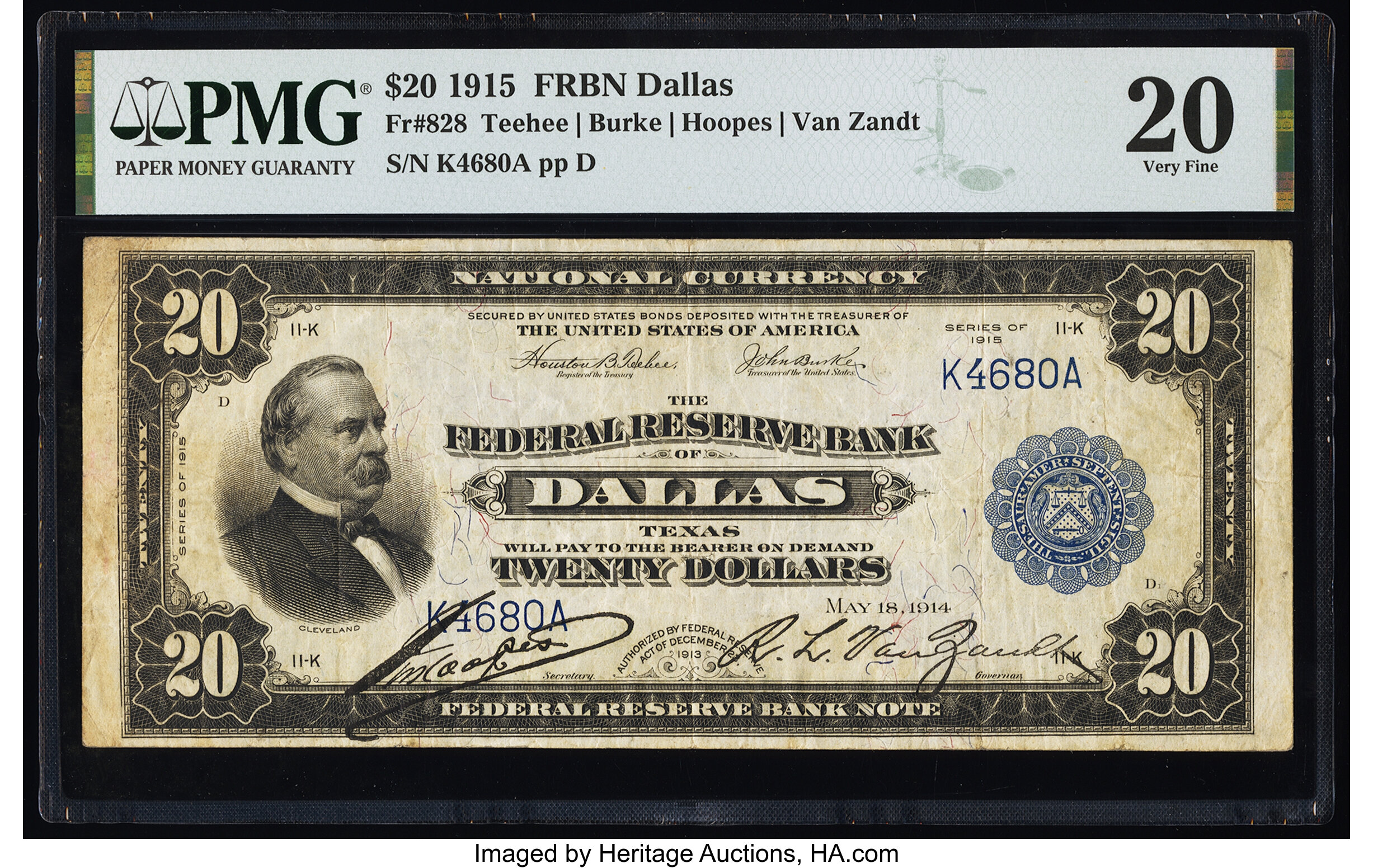 image for: Fr. 828 $20 1915 Federal Reserve Bank Note PMG Very Fine 20....