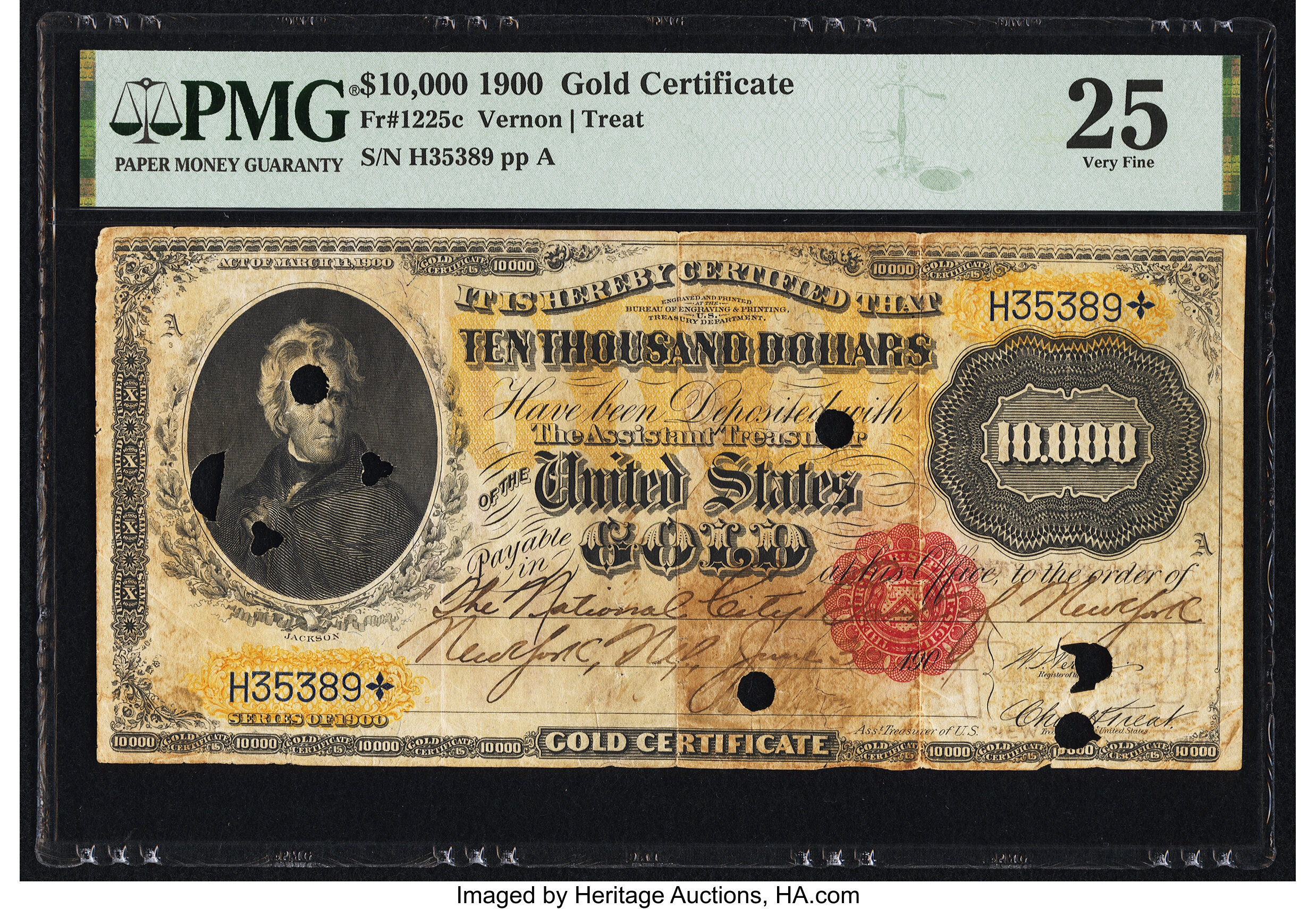 image for: Fr. 1225c $10,000 1900 Gold Certificate PMG Very Fine 25, POCs....