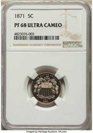 image for: 1871 5C PR68 Ultra Cameo NGC....