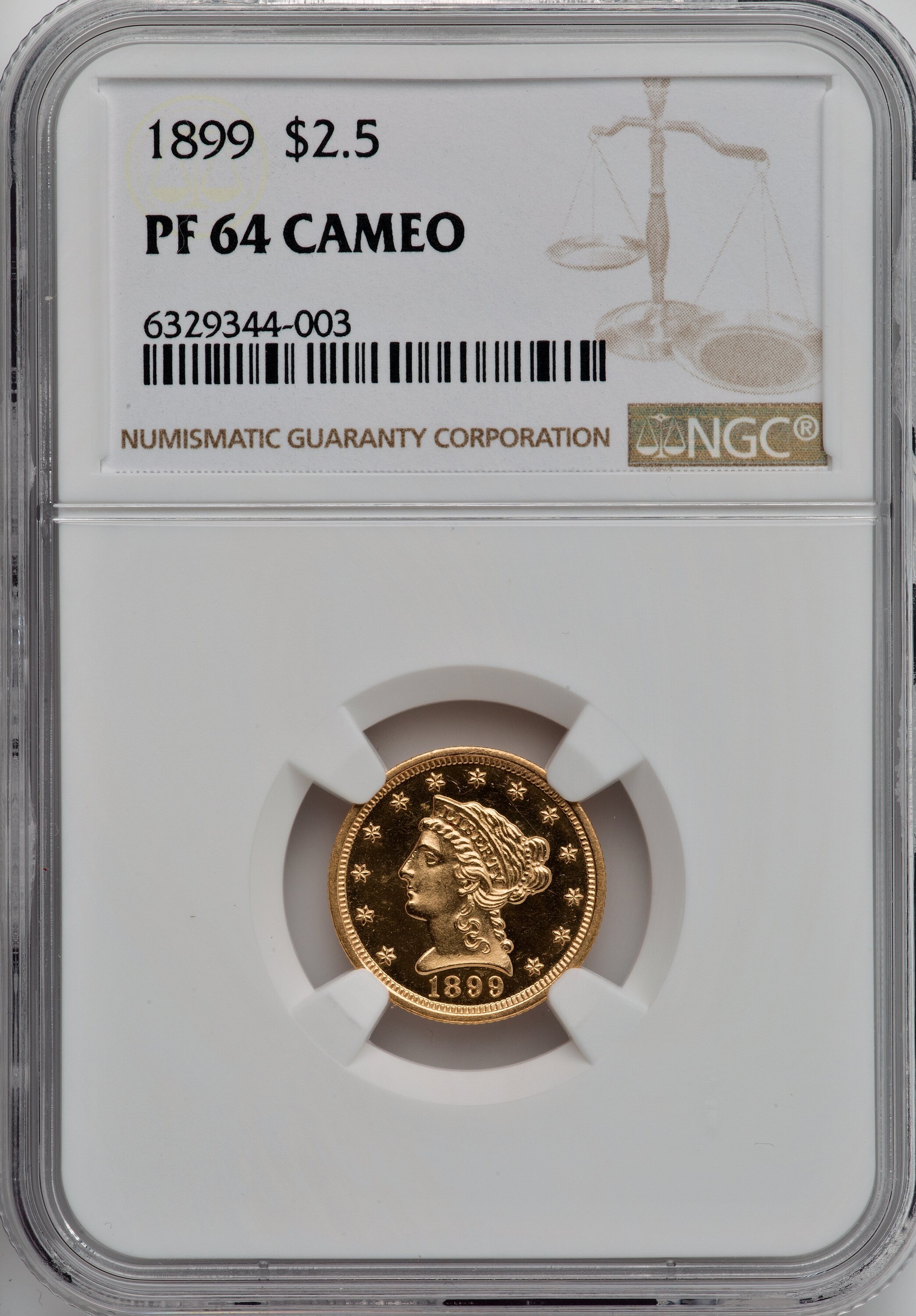 image for: 1899 $2 1/2 PR64 Cameo NGC. JD-1, R.4....