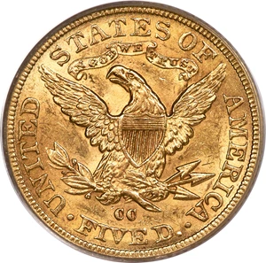 image for: 1884-CC $5 MS61 PCGS. Variety 1-A....
