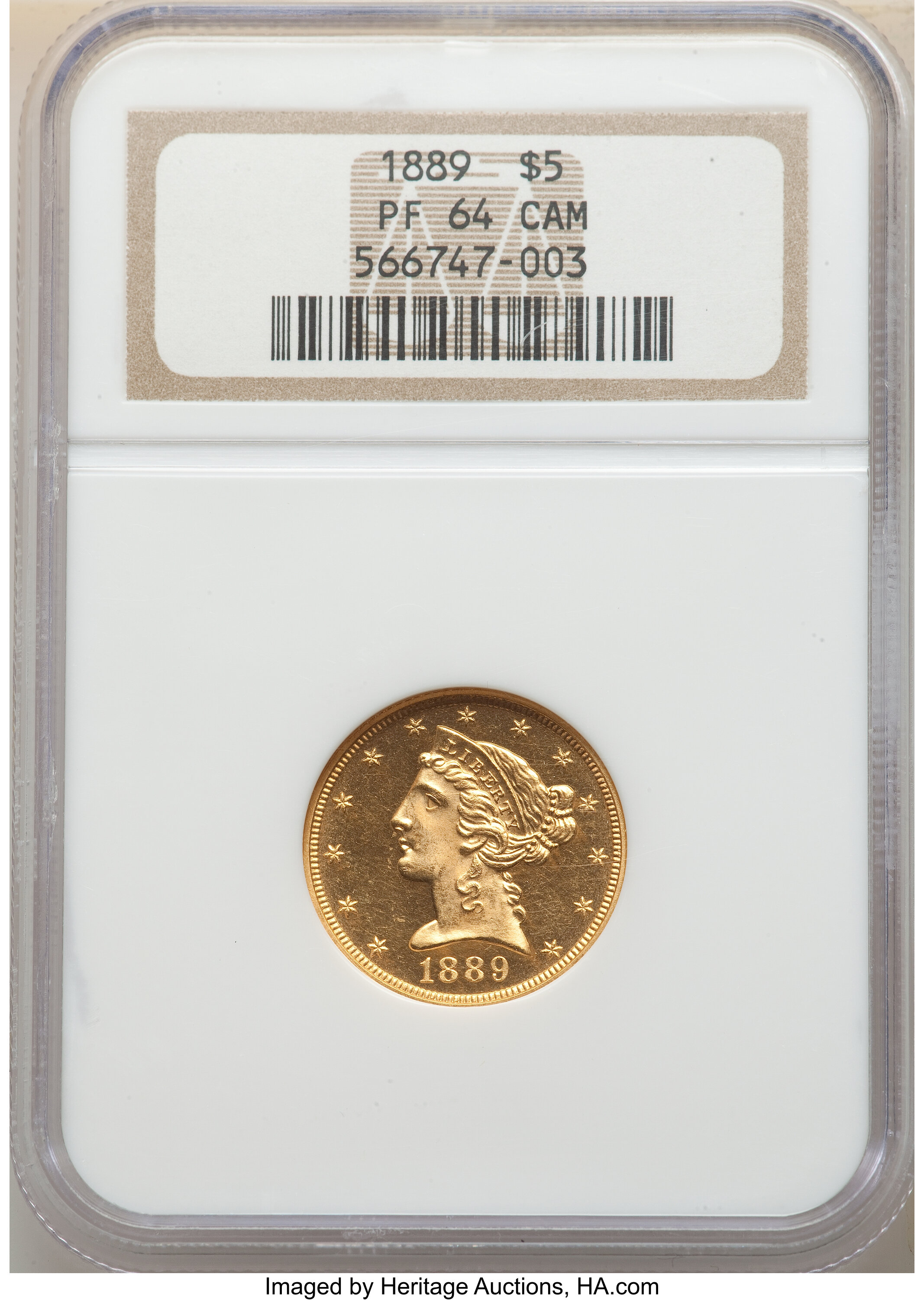 image for: 1889 $5 PR64 Cameo NGC. JD-1, R.6....