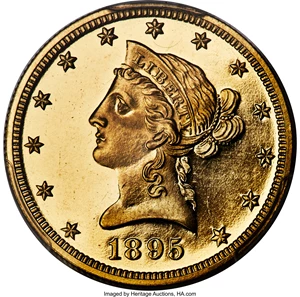image for: 1895 $10 PR64 Deep Cameo PCGS. CAC. JD-1, R.6....