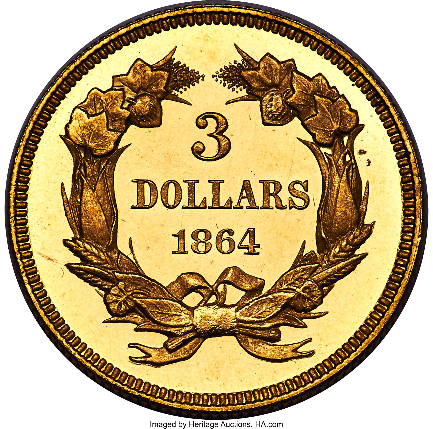 image for: 1864 $3 PR64+ Deep Cameo PCGS. CAC. JD-1, High R.6....