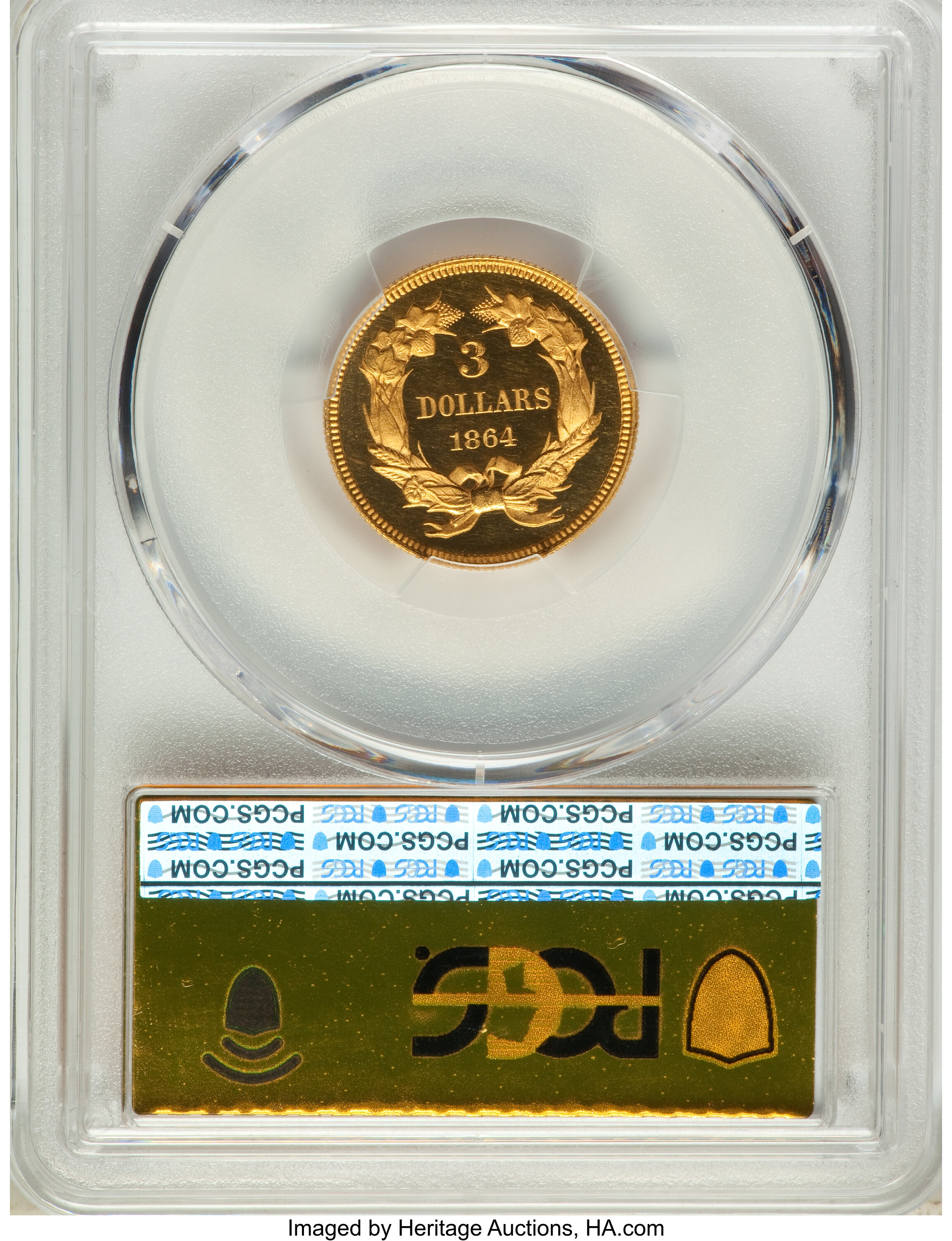 image for: 1864 $3 PR64+ Deep Cameo PCGS. CAC. JD-1, High R.6....