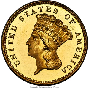 image for: 1887 $3 PR66+ Deep Cameo PCGS. CAC. JD-1, R.4....
