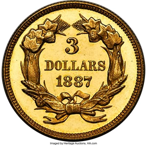 image for: 1887 $3 PR66+ Deep Cameo PCGS. CAC. JD-1, R.4....