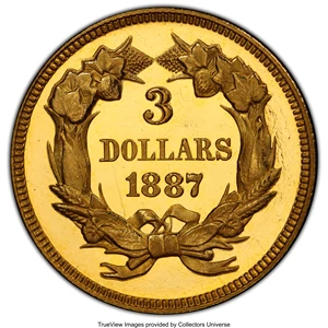 image for: 1887 $3 PR66+ Deep Cameo PCGS. CAC. JD-1, R.4....