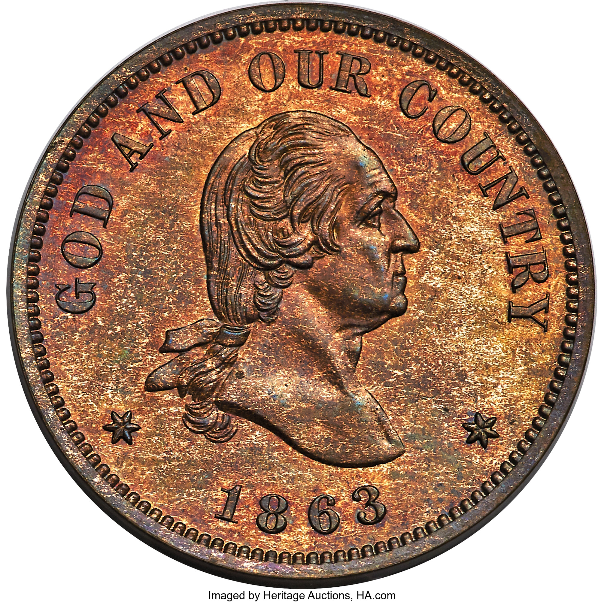 image for: 1863 2C Two Cents, Judd-305, Pollock-370, Baker-37, Musante GW-670, R.4, PR65 Red and Brown PCGS. CAC....