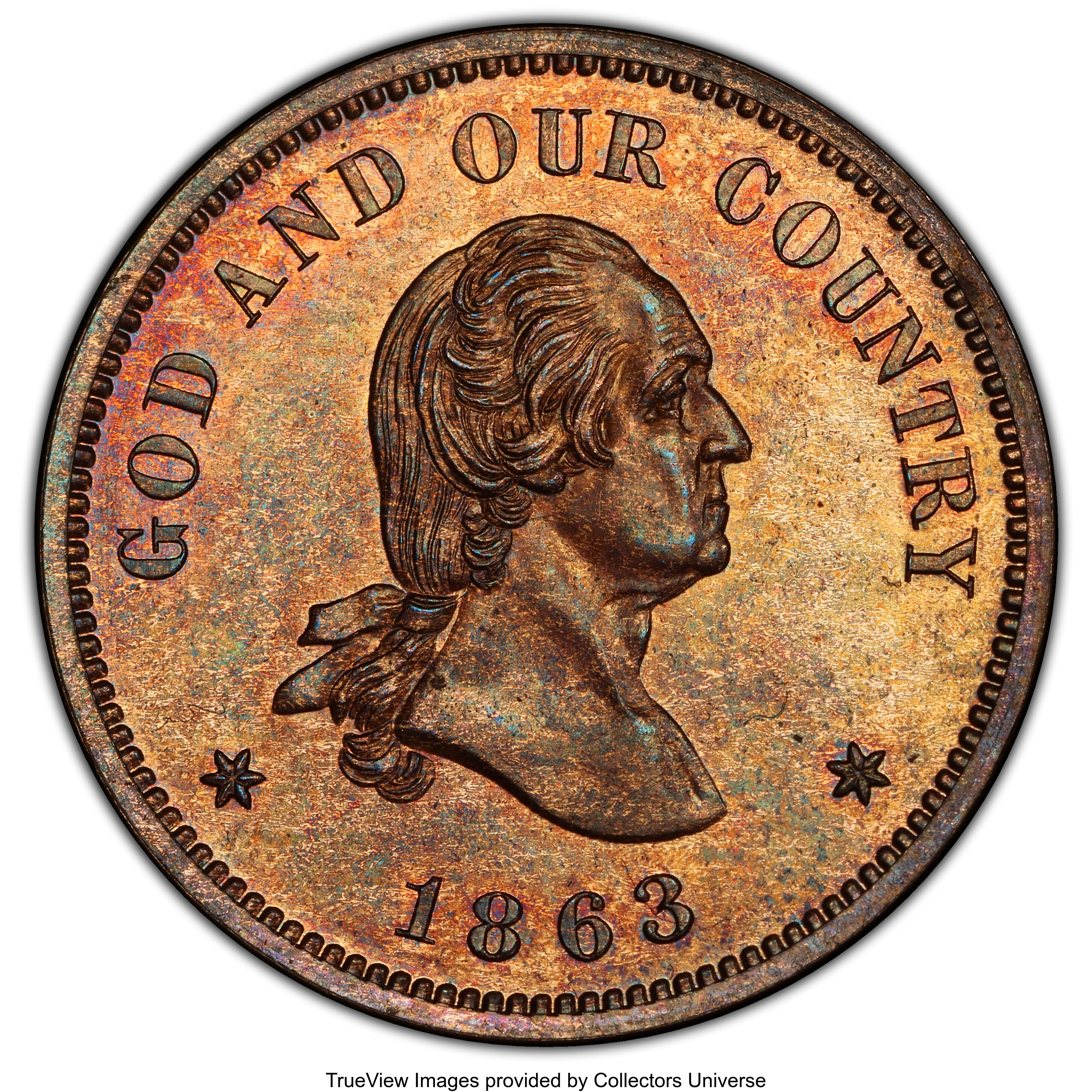 image for: 1863 2C Two Cents, Judd-305, Pollock-370, Baker-37, Musante GW-670, R.4, PR65 Red and Brown PCGS. CAC....