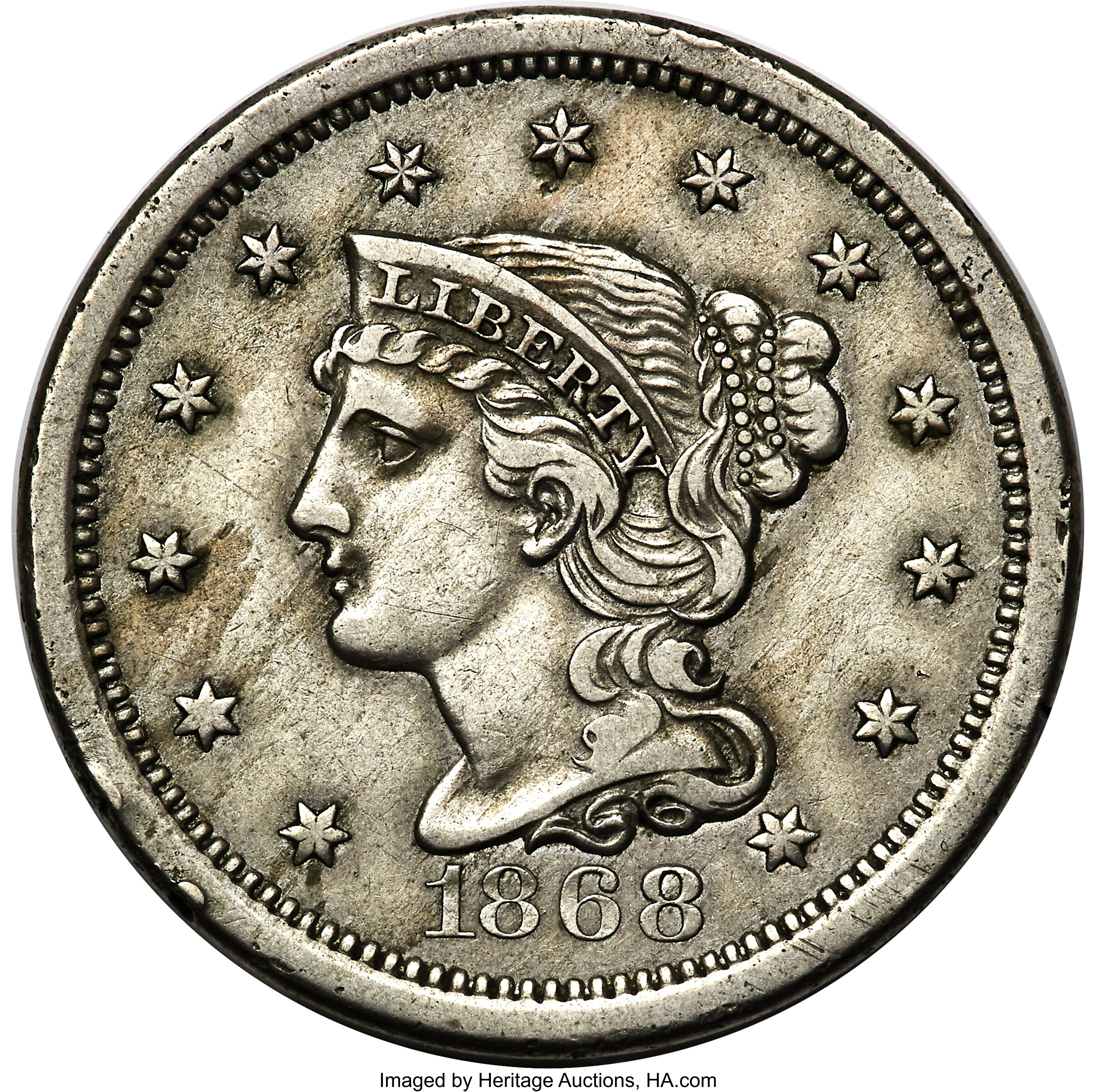 image for: 1868 10C Ten Cents, Judd-647, Pollock-720, Low R.6, PR55 PCGS....