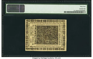 image for: Continental Currency November 2, 1776 $8 PMG Choice Uncirculated 64....
