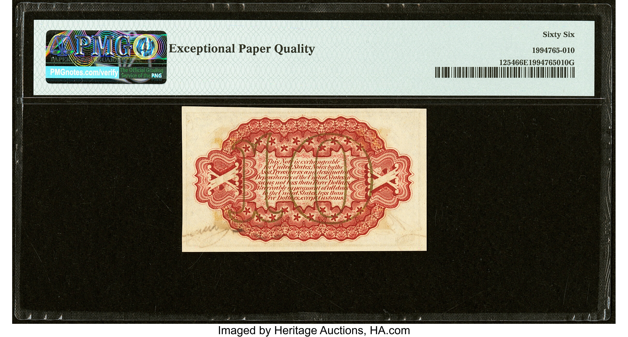 image for: Fr. 1254 10¢ Third Issue PMG Gem Uncirculated 66 EPQ....