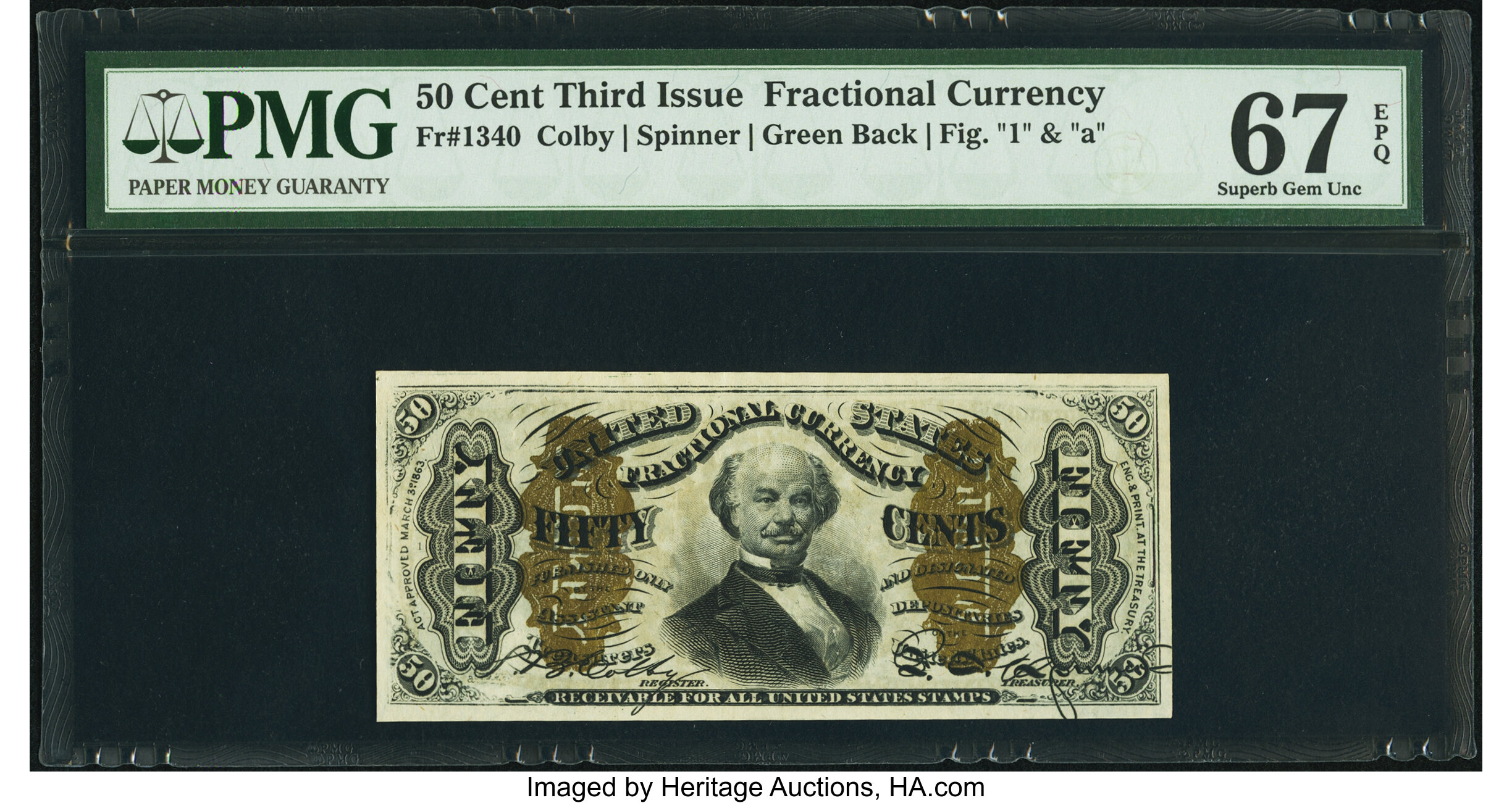 image for: Fr. 1340 50¢ Third Issue Spinner Type II PMG Superb Gem Unc 67 EPQ....