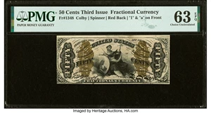 image for: Fr. 1348 50¢ Third Issue Justice PMG Choice Uncirculated 63 EPQ....