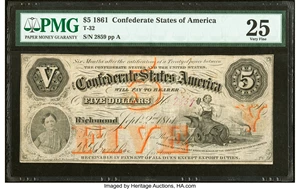 image for: T32 $5 1861 PF-1 Cr. 246 PMG Very Fine 25....