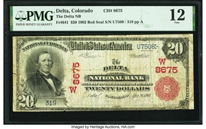image for: Delta, CO - $20 1902 Red Seal Fr. 641 The Delta National Bank Ch. # (W)8675 PMG Fine 12....