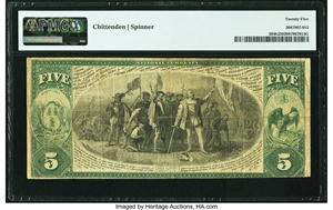 image for: Norwich, CT - $5 Original Fr. 394b The First National Bank Ch. # 458 PMG Very Fine 25....