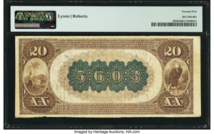 image for: Pensacola, FL - $20 1882 Brown Back Fr. 504 The American National Bank Ch. # (S)5603 PMG Very Fine 25....