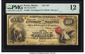 image for: Peoria, IL - $10 Original Fr. 409 The Second National Bank Ch. # 207 PMG Fine 12....