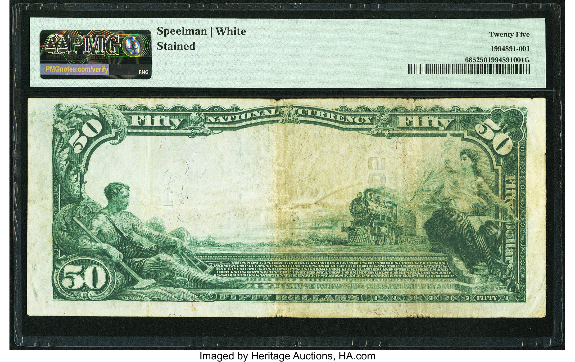 image for: New Bedford, MA - $50 1902 Plain Back Fr. 685 The Safe Deposit National Bank Ch. # 12405 PMG Very Fine 25....