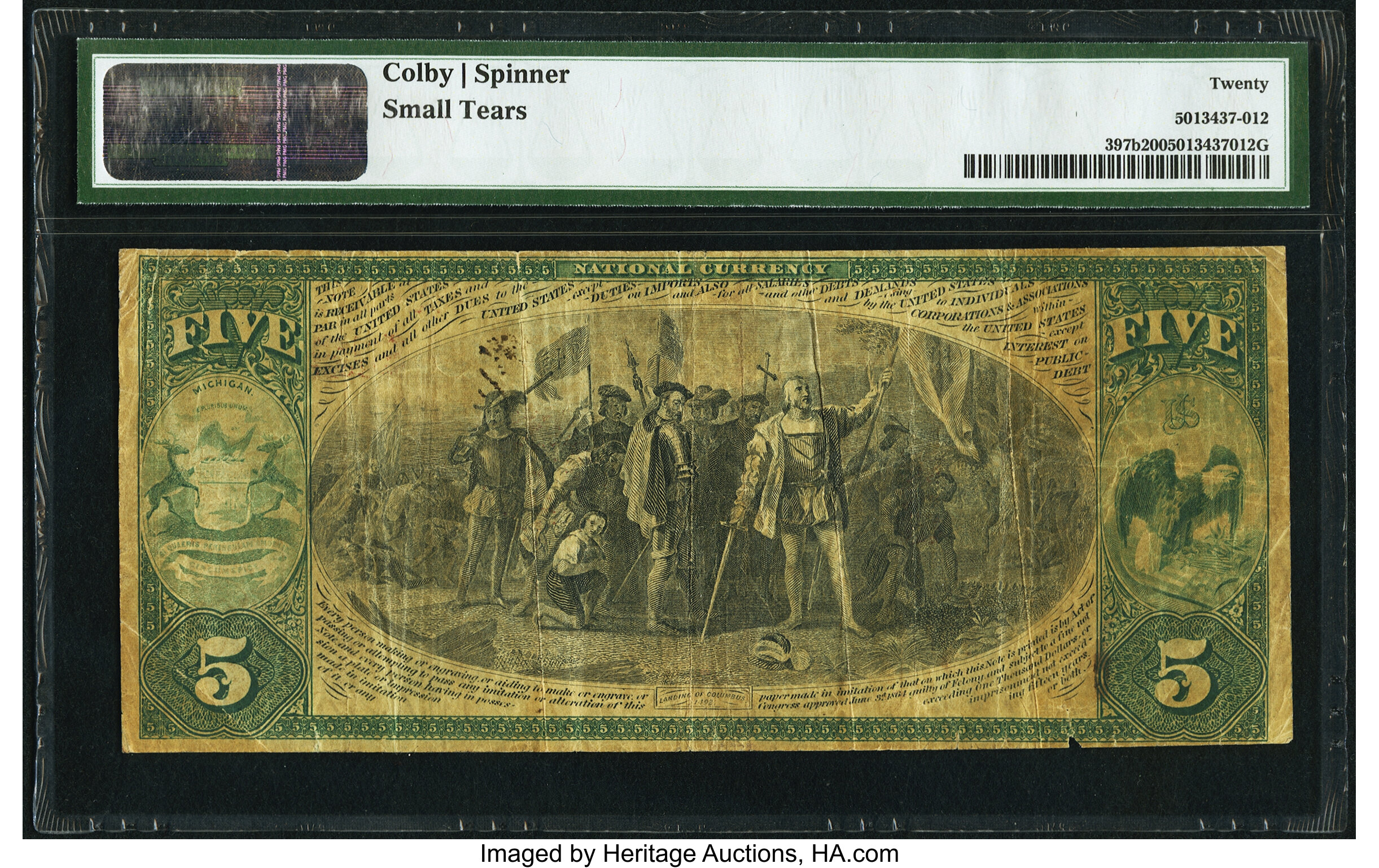 image for: Grand Rapids, MI - $5 Original Fr. 397b The City National Bank Ch. # 812 PMG Very Fine 20....