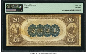 image for: Ashland, NE - $20 1882 Brown Back Fr. 494 The National Bank of Ashland Ch. # 2921 PMG Very Fine 25....