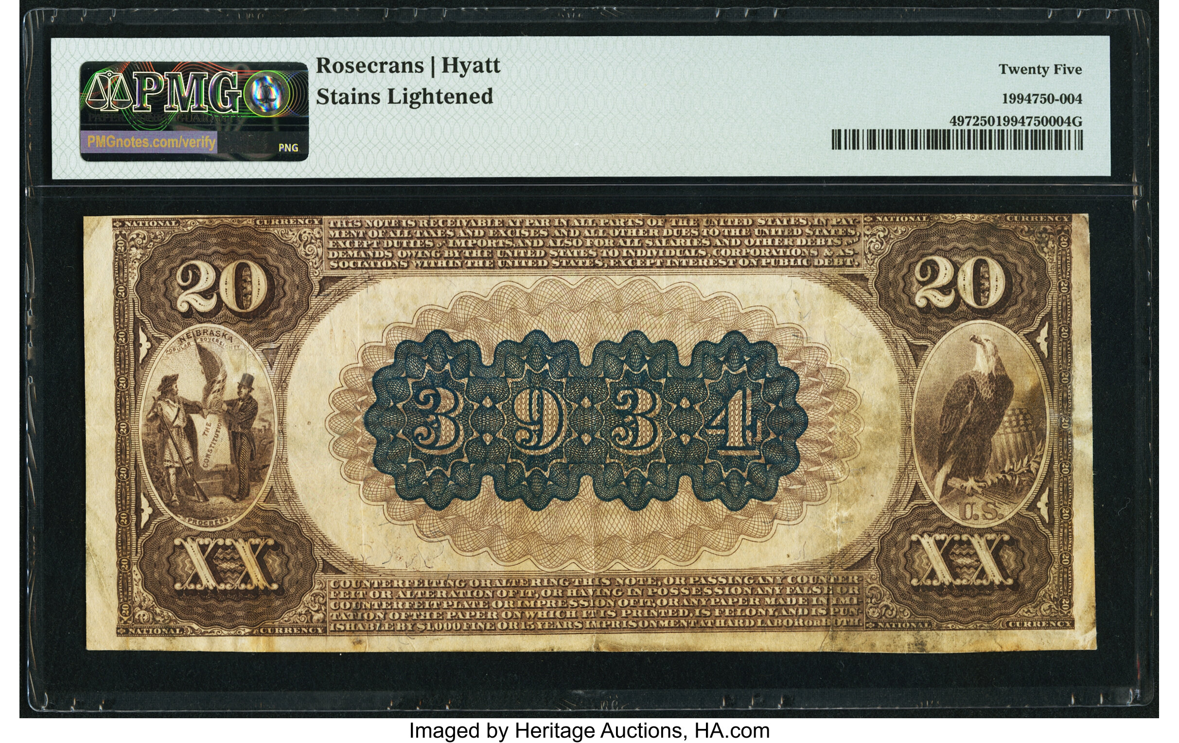 image for: David City, NE - $20 1882 Brown Back Fr. 497 The City National Bank Ch. # (W)3934 PMG Very Fine 25....