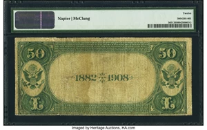 image for: Albuquerque, NM - $50 1882 Date Back Fr. 565 The First National Bank Ch. # (N)2614 PMG Fine 12....