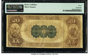 image for: Syracuse, NY - $20 1882 Brown Back Fr. 493 The First National Bank Ch. # 6 PMG Choice Fine 15....