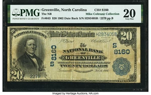 image for: Greenville, NC - $20 1902 Date Back Fr. 643 The National Bank of Greenville Ch. # (S)8160 PMG Very Fine 20....
