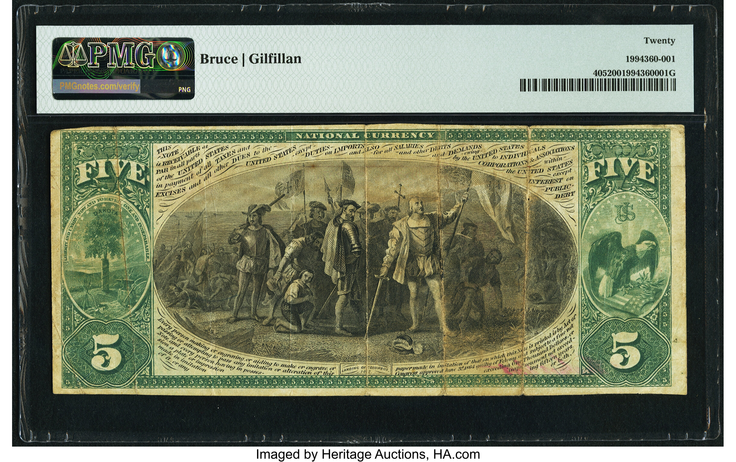 image for: Valley City, Dakota Territory - $5 1875 Fr. 405 The First National Bank Ch. # 2548 PMG Very Fine 20....