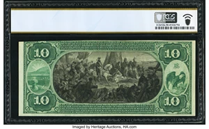 image for: Columbus, OH - $10 1875 Fr. 419 The Fourth National Bank Ch. # 2423 PCGS Banknote Choice AU 58 PPQ....