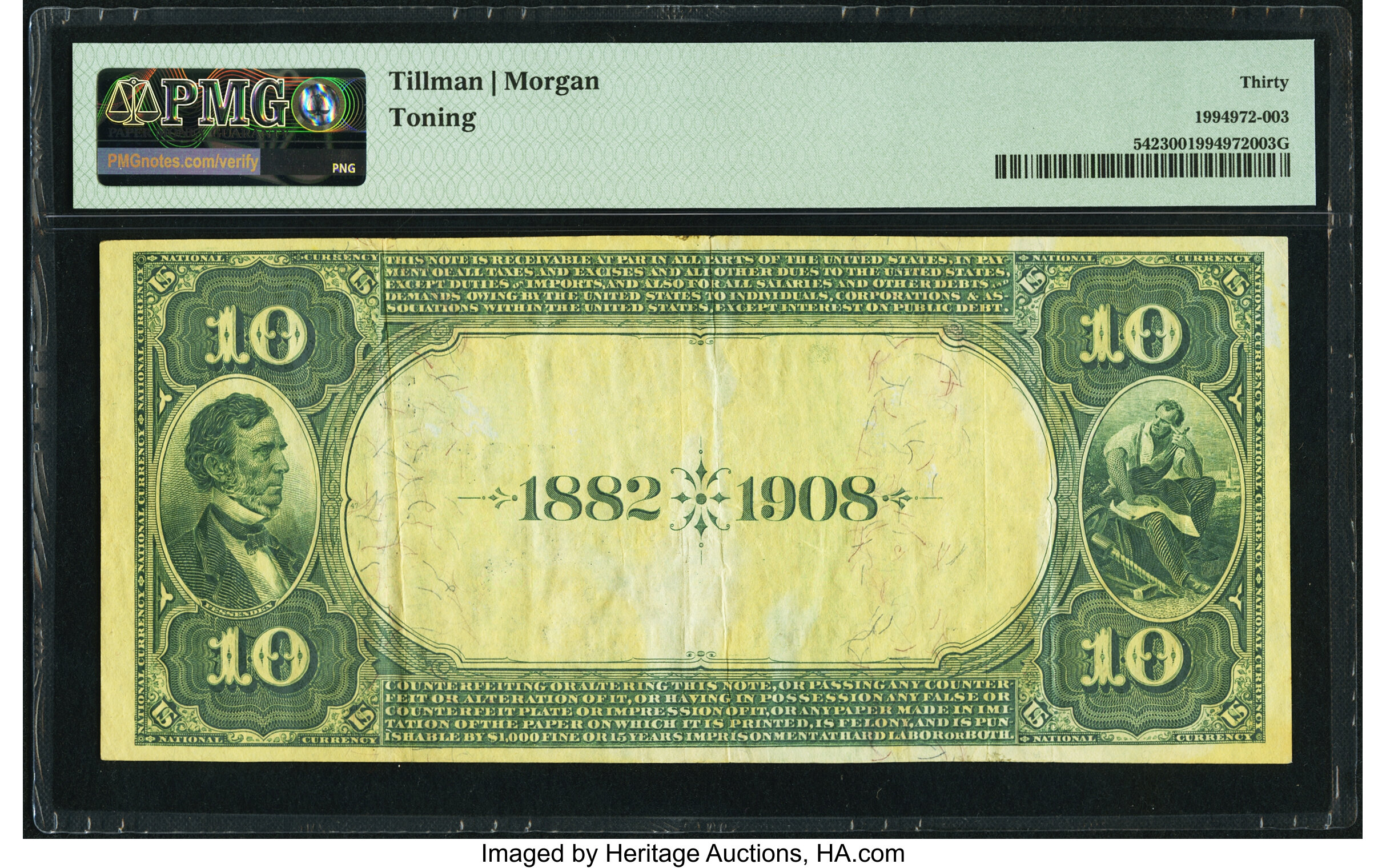 image for: Kane, PA - $10 1882 Date Back Fr. 542 The First National Bank Ch. # (E)5025 PMG Very Fine 30....