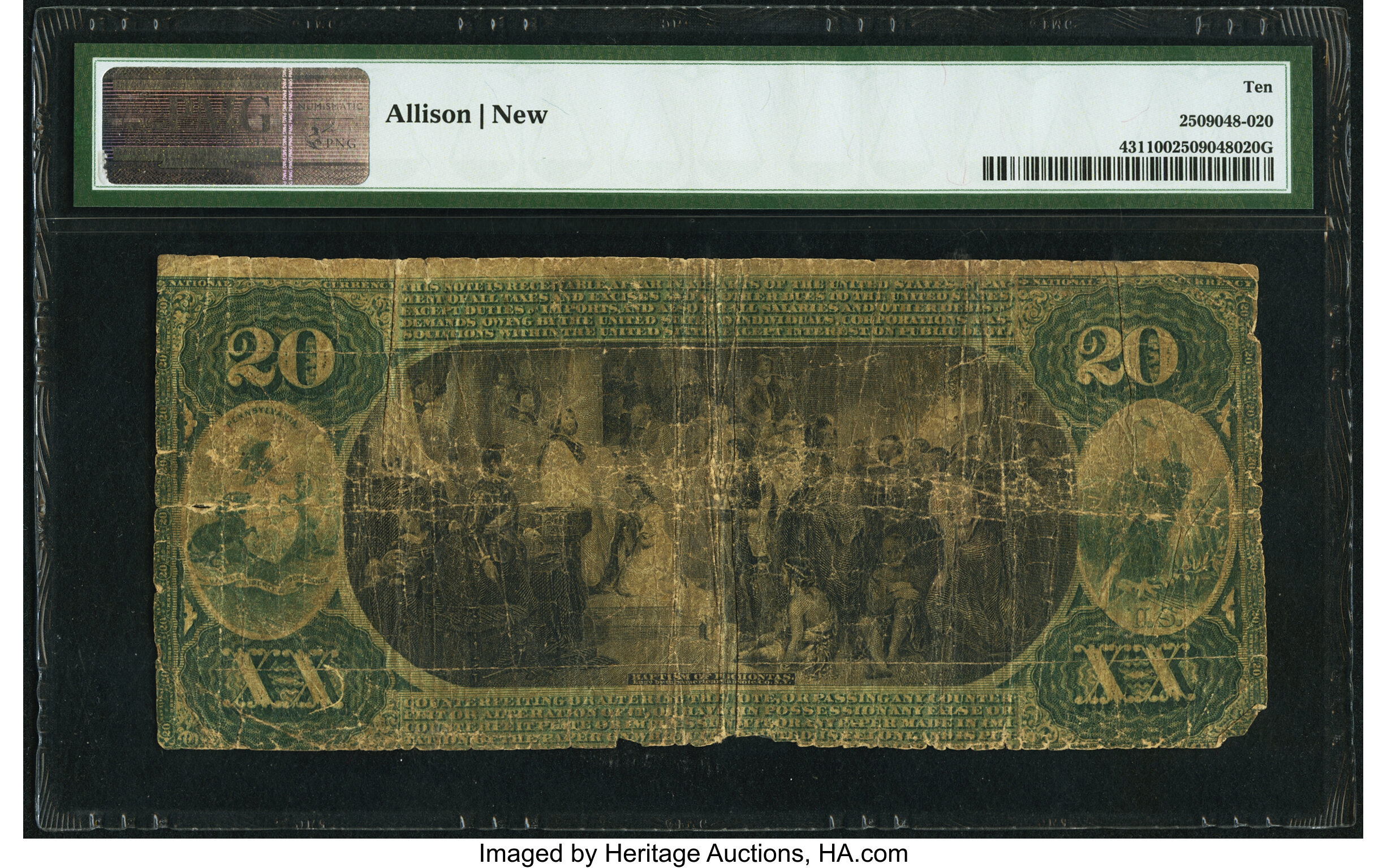 image for: Kittanning, PA - $20 1875 Fr. 431 The First National Bank Ch. # 69 PMG Very Good 10....